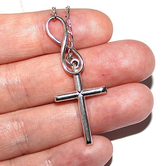 Sterling Silver Cross & Infinity Loop Necklace - Picture 7 of 7